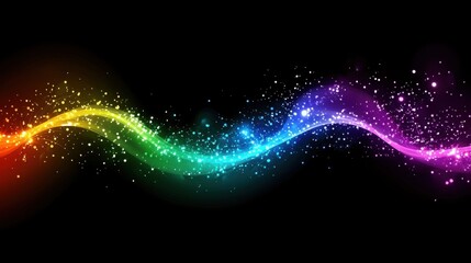 Wall Mural - rainbow fiber optic filaments creating a mesmerizing spectrum of neon light waves.