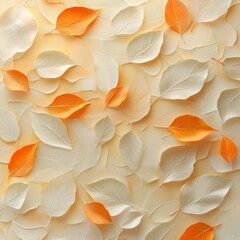 Aufkleber - Abstract Autumn Leaves: Creamy Textures & Orange Accents in a Soft, Dreamy Fall Foliage Design
