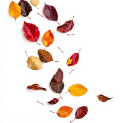 Aufkleber - Autumn Leaves Falling: A Colorful Display of Decaying Foliage on a Clean White Backdrop 