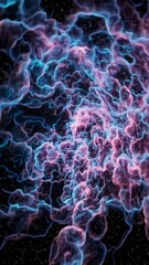 Wall Mural - a mesmerizing video concept of swirling blue and purple nebula clouds, captured from a low-angle, ev