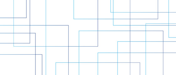 Fototapete - Abstract colorful geometric pattern square and random lines. Glowing Futuristic technology geometric concept. Modern minimal and clean white background with realistic random lines. 