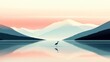 © background - Serene Heron Sunrise Mountain Lake Landscape.