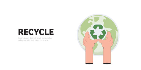 Aufkleber - Recycle concept. Sustainable of Green Energy, Ecology and environment development. Flat Vector illustration.