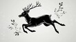 © background - Running Deer Silhouette with Nature Art, and Vector Graphic.