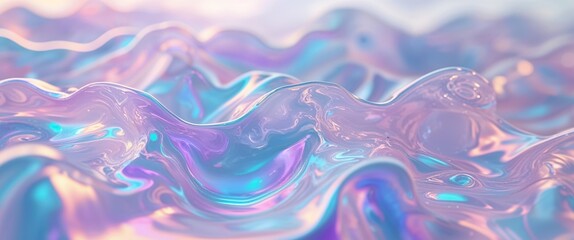 Fototapete - Abstract iridescent background with distorted glass foam texture for modern design.