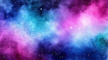 Wall Mural - watercolor cosmic nebula, pink, blue, stars.