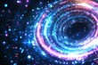 © ChaoticMind - Colorful light vortex swirling in digital space with glowing particles and energy effects at nighttime