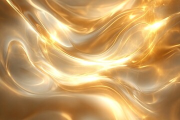 Fototapete - Fluid golden abstract art creating a shimmering effect with smooth curves and glowing highlights in soft light