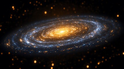 Wall Mural - spiral galaxy with bright core and surrounding stars.