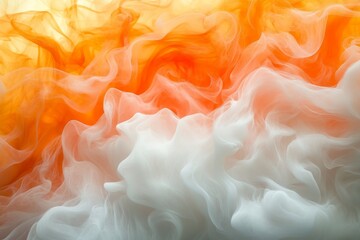 Aufkleber - Colorful swirling patterns of orange and white create an abstract scene in vibrant tones of fluid motion