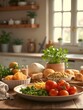 © Stanislav - Wooden Table Food Preparation with Fresh Vegetables in Bright Kitchen