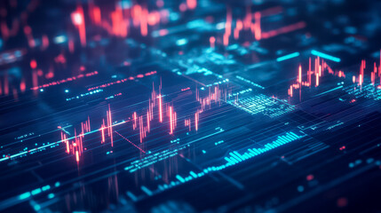 Wall Mural - a computer screen with a blue background and red and blue lines