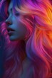 © Olexandr Tytarchuk - Vibrant Dream: A captivating portrait of a woman with flowing hair colored in a striking palette of pink, purple, and orange, exuding an ethereal and artistic vibe.
