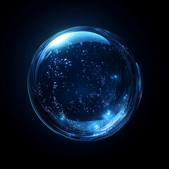 Wall Mural - blue crystal ball, glass water bubbles, molecules, cosmetic moisturizing, skincare essence, liquid o