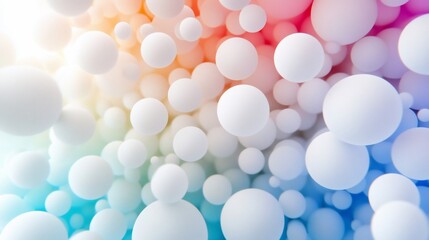 Abstract spheres in colorful gradient background with depth of field rendering