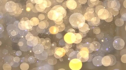 Wall Mural - abstract bokeh light floating against dark background with gold and white particles
