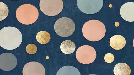 Wall Mural - abstract circular pattern with pastel gold colors on blue textured background