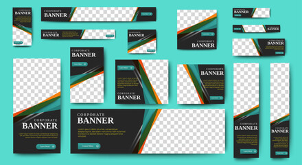 Wall Mural - professional ads banner template set design. business web banner layout for cover, flyer, social med