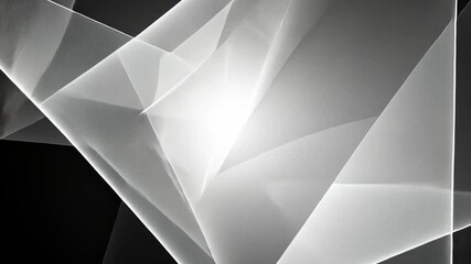 Wall Mural - abstract grayscale geometric artwork, featuring intersecting translucent shapes and light effects, c