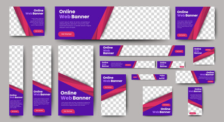 Wall Mural - online web ads banner template design set with standard size. multipurpose banners layout with place