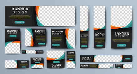 Wall Mural - business banner set for web display ads template. vector
