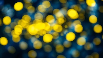 Wall Mural - blurred yellow bokeh lights on deep blue background festive celebration and magical sparkle with abs