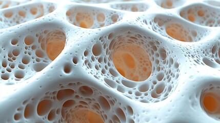 The design features a porous structure resembling severely enlarged bone tissue, made from organic material, with a macrostructural pattern, ideal for use in brochures, posters, presentations,