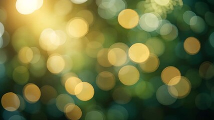 Wall Mural - Elegant Abstract Bokeh Light With Golden And Green Hues Creating Festive Atmosphere