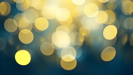 Wall Mural - golden bokeh lights on blue abstract background for festive decoration