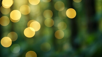 Wall Mural - golden bokeh lights on dark green background abstract festive soft effect