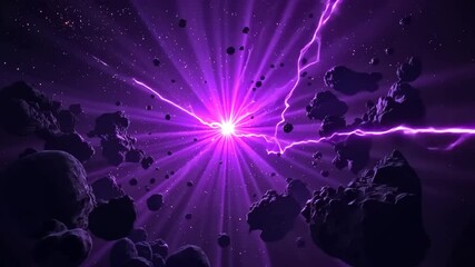 Wall Mural - Purple Space Explosion With Lightning Effects