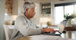 © peopleimages.com - Budget, senior woman or typing on laptop in home for asset management, pension funds application or contract. Financial planning, elderly person or documents for retirement wealth or finance savings