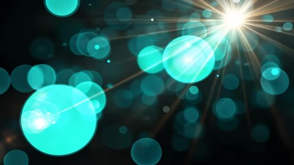 Wall Mural - teal circles light flare animated background
