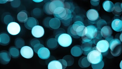 Wall Mural - Turquoise Bokeh Orbs on Dark Background Abstract Festive Glowing Circles