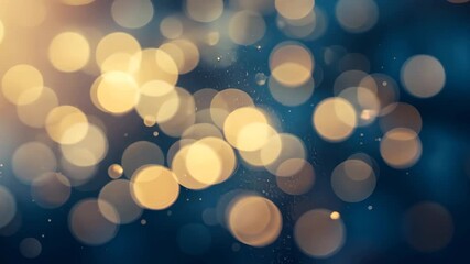 Wall Mural - warm golden bokeh lights on dark blue background