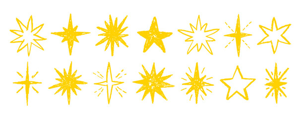 crayon star shape, hand drawn pencil line doodle pattern. pastel brush texture, color background. st