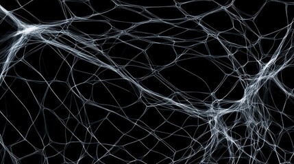 Abstract Spiderweb: Intricate Network of Lines Against Black Background