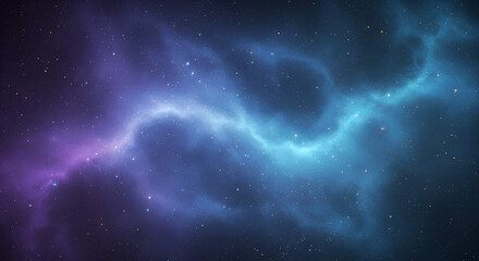 textured background with swirling nebula patterns, deep blues, purples, and hints of golden stars.