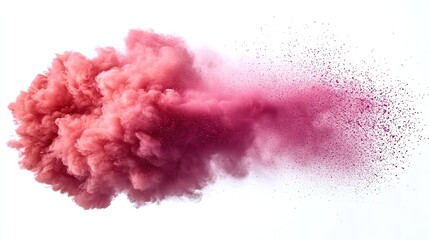 Wall Mural - pink and red powder explodes, creating an abstract design on a white background.