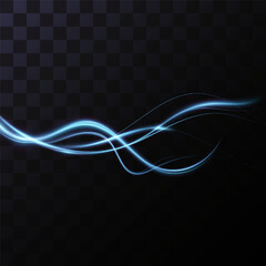 Wall Mural - abstract lines.neon lines of speed and fast wind. effect of moving at the speed of light. blue glow 