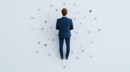 Leinwandbilder - Businessman Analyzing Connections and Data Visualization in Digital Network Environment