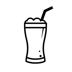 Wall Mural - frothy beverage in a glass with a straw a refreshing drink presented in minimalist style