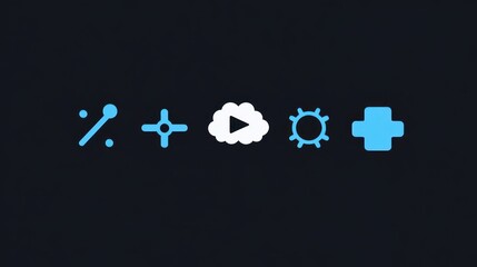 Abstract icons on dark background for digital interface