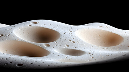 Detailed Moon Surface Texture with Craters Isolated on Black Background