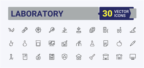 Wall Mural - laboratory icon set. included physics, research, equipment, scientific, science and more. icons for 