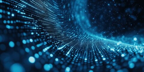 Wall Mural - visual representation of digital data flowing through a futuristic environment with vibrant blue par