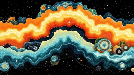 Wall Mural - Abstract cosmic landscape; swirling, vibrant colors
