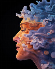 Leinwandbilder - An impressive 3D digital art illustration of a human, featuring lively, colorful design elements