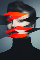 Poster - An expressive digital art-style illustration of a Woman, featuring a blend of vivid hues and clean