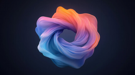 Poster - A beautiful, colorful digital art-style illustration of an abstract geometric form, with a dark